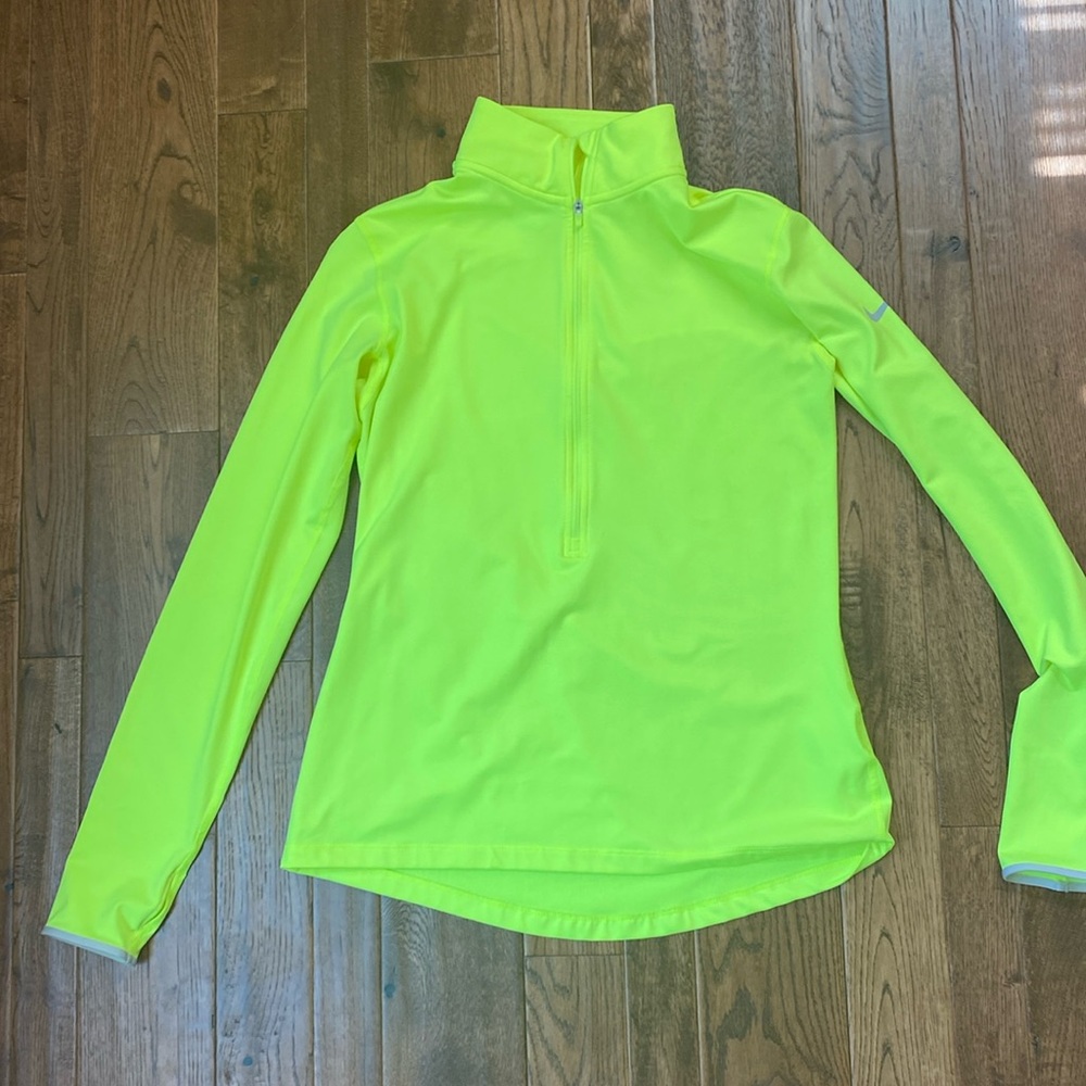 Women’s Nike Pro Three Quarter Zip Neon Yellow Size Large